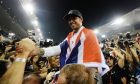 Lewis Hamilton celebrates his second world championship in Abu Dhabi
