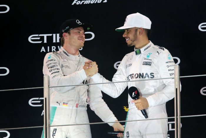 Nico Rosberg and Lewis Hamilton (Mercedes)