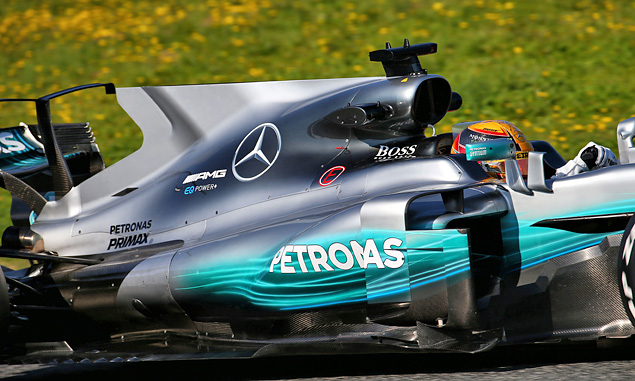 Mercedes's new shark fin makes its début