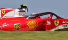Kimi Raikkonen's Ferrari testing the Halo cockpit protection device