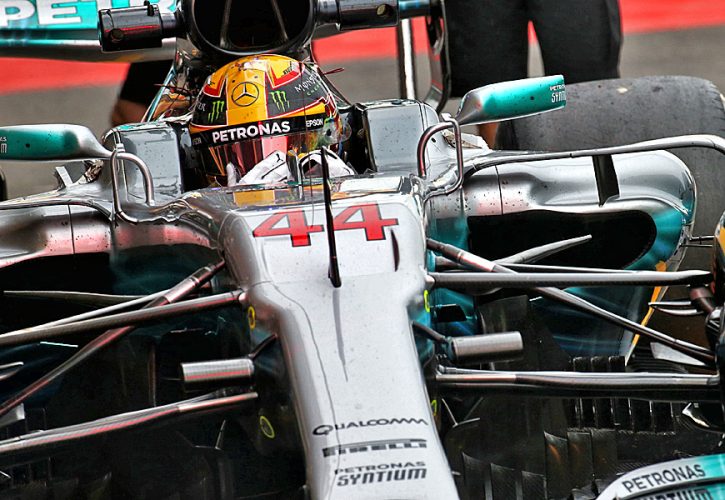 Lewis Hamilton, Mercedes, during practice for the 2017 Belgian Grand Prix