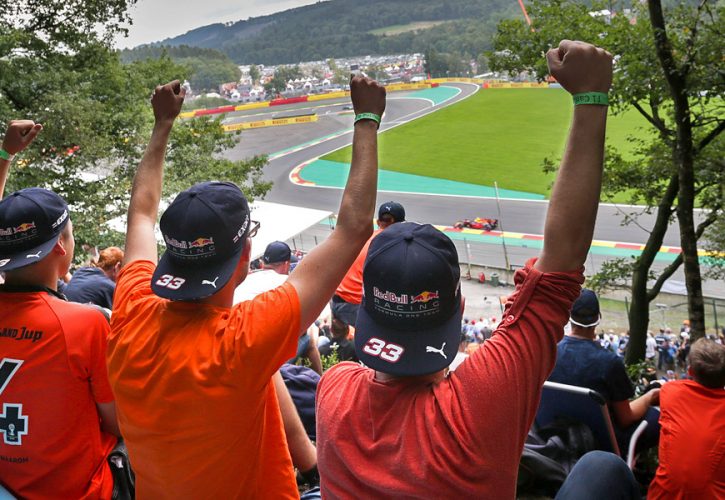 Fans supporting Max Verstappen (Red Bull) during qualifying for the Belgian Grand Prix