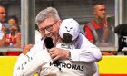 Lewis Hamilton (Mercedes) and Ross Brawn, qualifying, Belgian Grand Prix