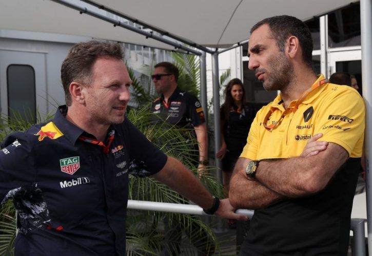 Renault's Cyril Abiteboul and Red Bull's Christian Horner