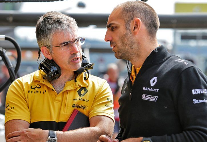 Renault technical director Nick Chester and managing director Cyril Abiteboul