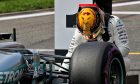 Lewis Hamilton, Mercedes, checks his Pirelli tyres after qualifying at Spa-Francorchamps