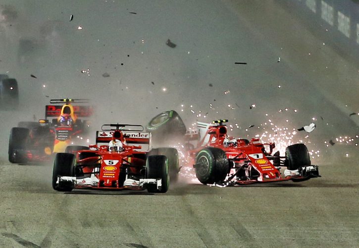 Accident at the start of the 2017 Singapore Grand Prix