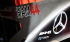 Shark fin and sponsorship - bodywork detail on Lewis Hamilton's Mercedes