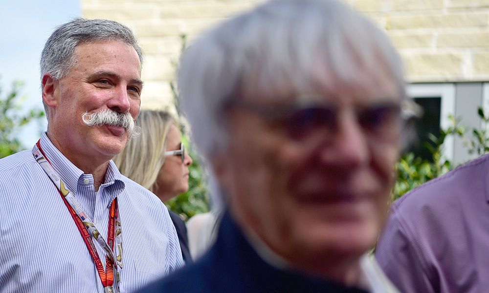 Chase Carey and Bernie Ecclestone