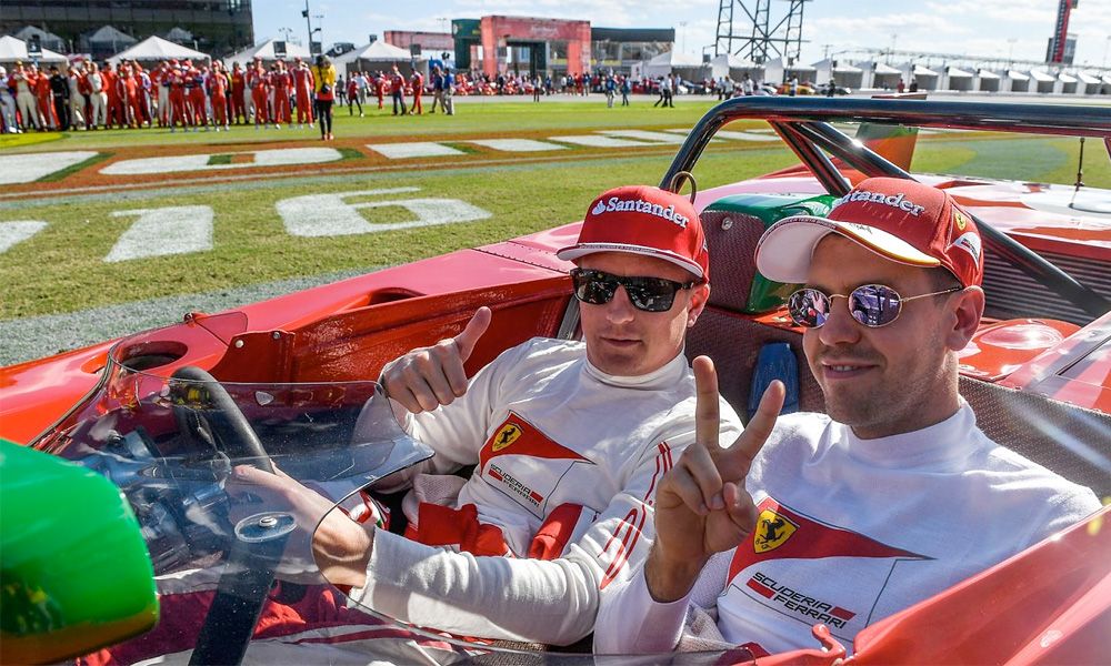 Sebastian Vettel and Kimi Raikkonen at Ferrari’s 2016 Finali Mondiali event