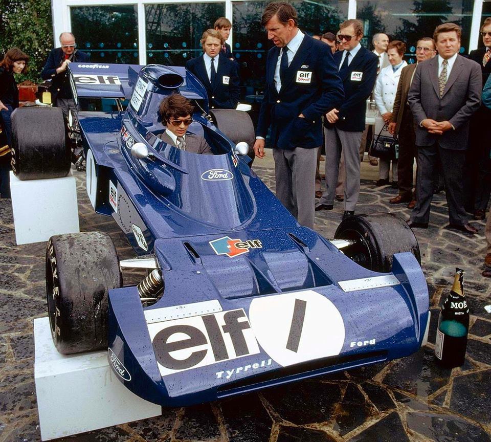 François Cevert is in the driving seat as Tyrrell unveils its 005 in 1972.