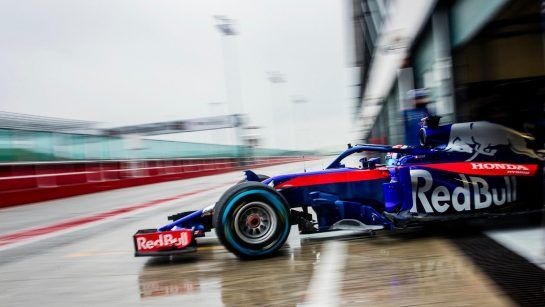 Pierre Gasly of France and Scuderia Toro Rosso performs during the filming day in MIsano, Italy on February 21, 2017