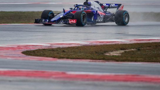 Pierre Gasly of France and Scuderia Toro Rosso performs during the filming day in MIsano, Italy on February 21, 2017