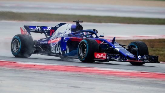 Pierre Gasly of France and Scuderia Toro Rosso performs during the filming day in MIsano, Italy on February 21, 2017