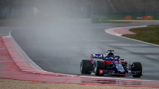 Pierre Gasly of France and Scuderia Toro Rosso performs during the filming day in MIsano, Italy on February 21, 2017