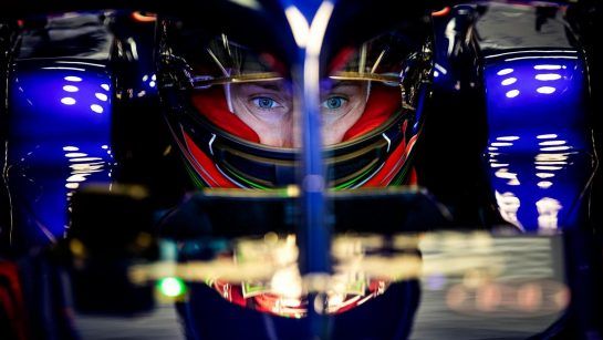 Brandon Hartley of New Zealand and Scuderia Toro Rosso prepares for driving STR13 during the filming day in MIsano, Italy on February 21, 2017