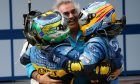 Flavio Briatore (ITA), managing director, Renault F1 Team celebrates with Fernando Alonso (E), Team Renault and Giancarlo Fisichella (IT), Team Renault.