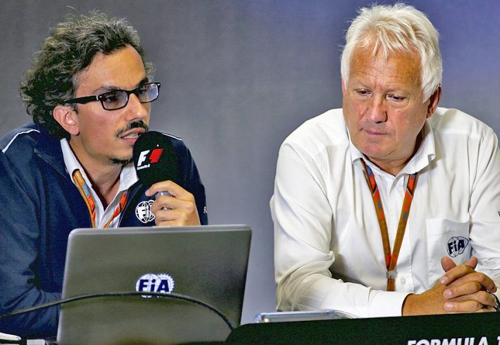(L to R): Laurent Mekies (FRA) FIA Safety Director with Charlie Whiting (GBR) FIA Delegate