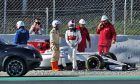 Charles Leclerc (MON) Sauber C37 stops on the circuit.