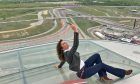 BT Sport MotoGP presenter takes a selfie at altitude at the Circuit of the Americas