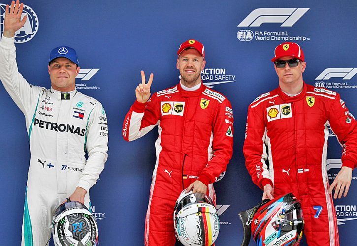 Chinese Grand Prix: Qualifying top three in parc ferme