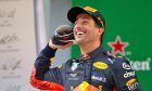 Daniel Ricciardo (AUS) Red Bull Racing celebrates on the Chinese Grand Prix podium