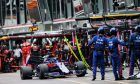 Brendon Hartley (NZL) Scuderia Toro Rosso STR13 in the pits with a damaged rear wing.