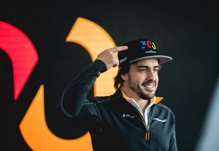 Fernando Alonso (ESP) McLaren celebrates his upcoming 300th GP.