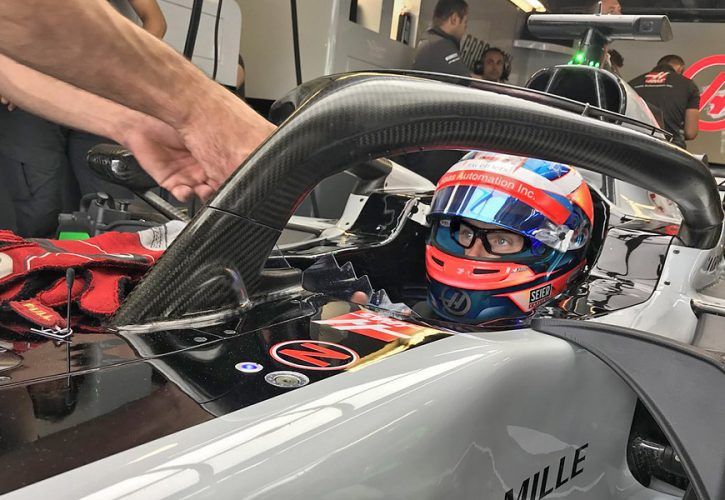 Romain Grosjean sports the new 'camera glasses' in Montreal