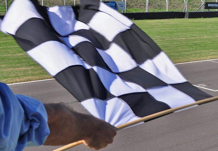 Chequered flag.