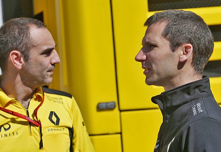 Cyril Abiteboul (FRA) Renault Sport F1 Managing Director with Remi Taffin (FRA) Renault Sport F1 Engine Technical Director.