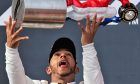 French Grand Prix race winner Lewis Hamilton (GBR) Mercedes AMG F1 celebrates on the podium.