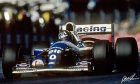 Damon Hill competing in the 1994 British Grand Prix at Silverstone.