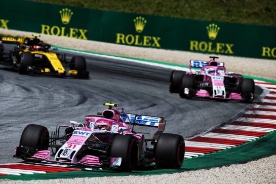 Esteban Ocon (FRA) Sahara Force India F1 VJM11.
01.07.2018. Formula 1 World Championship, Rd 9, Austrian Grand Prix, Spielberg, Austria, Race Day.
- www.xpbimages.com, EMail: requests@xpbimages.com - copy of publication required for printed pictures. Every used picture is fee-liable. © Copyright: Batchelor / XPB Images