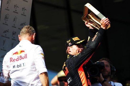 Race winner Max Verstappen (NLD) Red Bull Racing celebrates on the podium.
01.07.2018. Formula 1 World Championship, Rd 9, Austrian Grand Prix, Spielberg, Austria, Race Day.
- www.xpbimages.com, EMail: requests@xpbimages.com - copy of publication required for printed pictures. Every used picture is fee-liable. © Copyright: Bearne / XPB Images