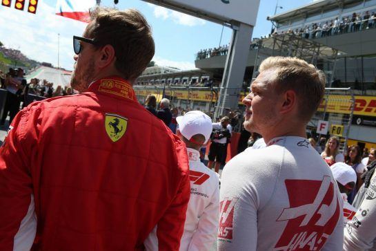 Sebastian Vettel (GER) Ferrari SF71H and Kevin Magnussen (DEN) Haas VF-18.
01.07.2018. Formula 1 World Championship, Rd 9, Austrian Grand Prix, Spielberg, Austria, Race Day.
- www.xpbimages.com, EMail: requests@xpbimages.com - copy of publication required for printed pictures. Every used picture is fee-liable. © Copyright: Batchelor / XPB Images