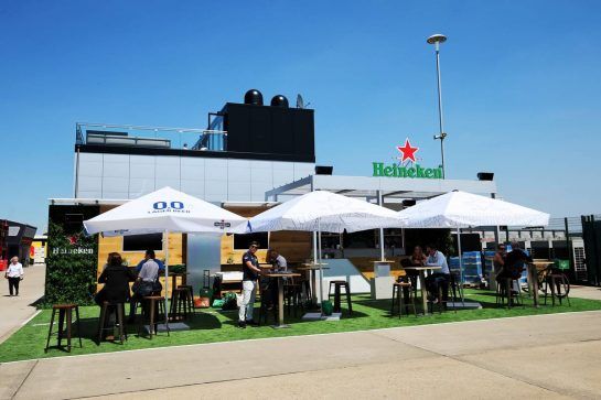 Heineken bar in the paddock.
05.07.2018. Formula 1 World Championship, Rd 10, British Grand Prix, Silverstone, England, Preparation Day.
- www.xpbimages.com, EMail: requests@xpbimages.com - copy of publication required for printed pictures. Every used picture is fee-liable. © Copyright: Moy / XPB Images