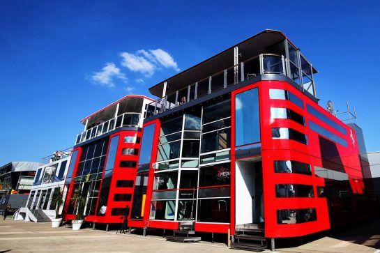 Ferrari motorhome.
05.07.2018. Formula 1 World Championship, Rd 10, British Grand Prix, Silverstone, England, Preparation Day.
- www.xpbimages.com, EMail: requests@xpbimages.com - copy of publication required for printed pictures. Every used picture is fee-liable. © Copyright: Moy / XPB Images
