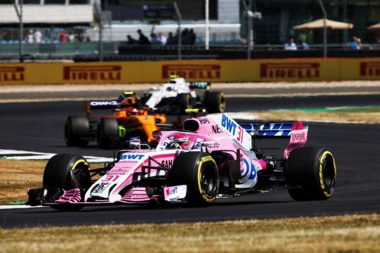 Esteban Ocon (FRA) Sahara Force India F1 VJM11.
06.07.2018. Formula 1 World Championship, Rd 10, British Grand Prix, Silverstone, England, Practice Day.
- www.xpbimages.com, EMail: requests@xpbimages.com - copy of publication required for printed pictures. Every used picture is fee-liable. © Copyright: Photo4 / XPB Images