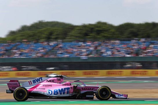 Sergio Perez (MEX) Sahara Force India F1  
06.07.2018. Formula 1 World Championship, Rd 10, British Grand Prix, Silverstone, England, Practice Day.
- www.xpbimages.com, EMail: requests@xpbimages.com - copy of publication required for printed pictures. Every used picture is fee-liable. © Copyright: Charniaux / XPB Images