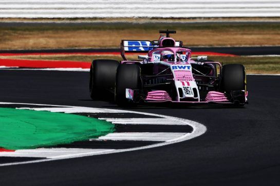 Sergio Perez (MEX) Sahara Force India F1 VJM11.
06.07.2018. Formula 1 World Championship, Rd 10, British Grand Prix, Silverstone, England, Practice Day.
- www.xpbimages.com, EMail: requests@xpbimages.com - copy of publication required for printed pictures. Every used picture is fee-liable. © Copyright: Moy / XPB Images