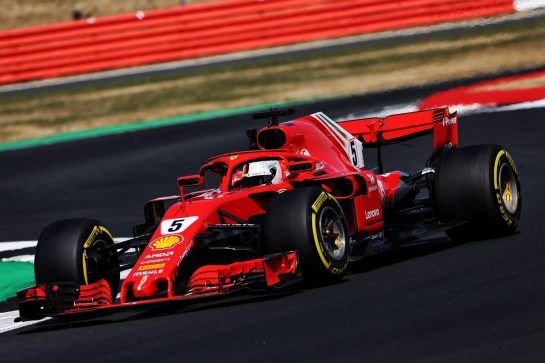 Sebastian Vettel (GER) Ferrari SF71H.
06.07.2018. Formula 1 World Championship, Rd 10, British Grand Prix, Silverstone, England, Practice Day.
- www.xpbimages.com, EMail: requests@xpbimages.com - copy of publication required for printed pictures. Every used picture is fee-liable. © Copyright: Moy / XPB Images