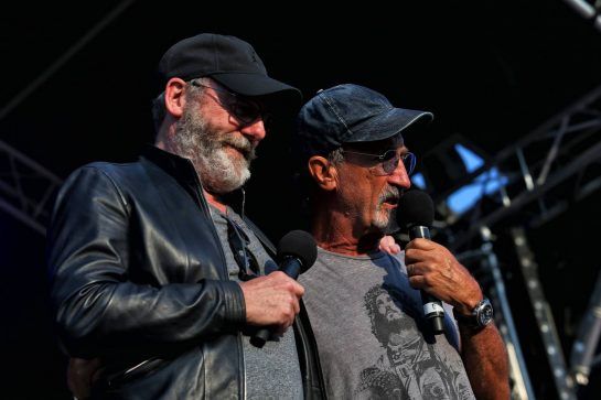(L to R): Liam Cunningham (IRE) Actor and Eddie Jordan (IRE) on stage at the Sahara Force India F1 Team Fan Zone.
06.07.2018. Formula 1 World Championship, Rd 10, British Grand Prix, Silverstone, England, Practice Day.
- www.xpbimages.com, EMail: requests@xpbimages.com - copy of publication required for printed pictures. Every used picture is fee-liable. © Copyright: Moy / XPB Images