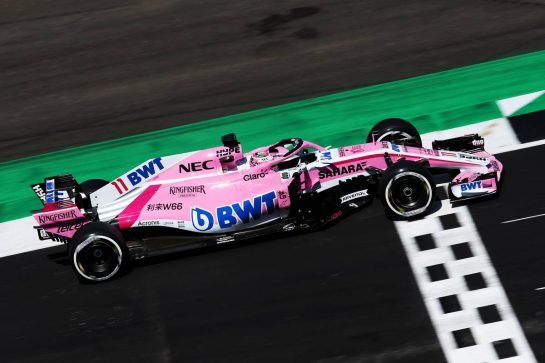 Sergio Perez (MEX) Sahara Force India F1 VJM11.
07.07.2018. Formula 1 World Championship, Rd 10, British Grand Prix, Silverstone, England, Qualifying Day.
- www.xpbimages.com, EMail: requests@xpbimages.com - copy of publication required for printed pictures. Every used picture is fee-liable. © Copyright: Moy / XPB Images
