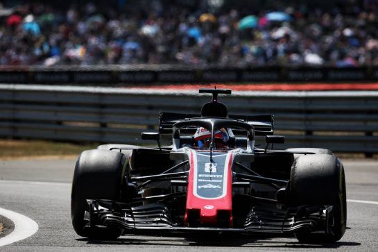 Romain Grosjean (FRA) Haas F1 Team VF-18.
07.07.2018. Formula 1 World Championship, Rd 10, British Grand Prix, Silverstone, England, Qualifying Day.
- www.xpbimages.com, EMail: requests@xpbimages.com - copy of publication required for printed pictures. Every used picture is fee-liable. © Copyright: Batchelor / XPB Images