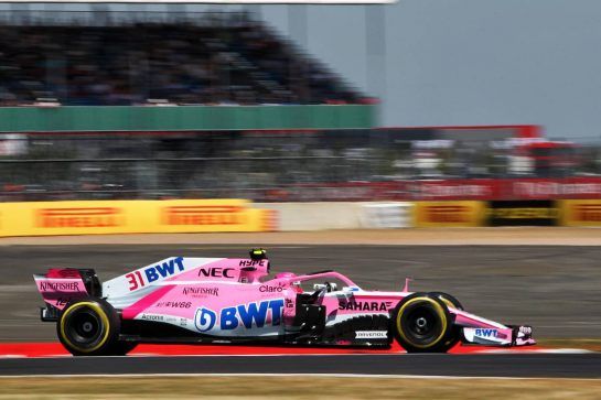 Esteban Ocon (FRA) Sahara Force India F1 VJM11.
07.07.2018. Formula 1 World Championship, Rd 10, British Grand Prix, Silverstone, England, Qualifying Day.
- www.xpbimages.com, EMail: requests@xpbimages.com - copy of publication required for printed pictures. Every used picture is fee-liable. © Copyright: Photo4 / XPB Images