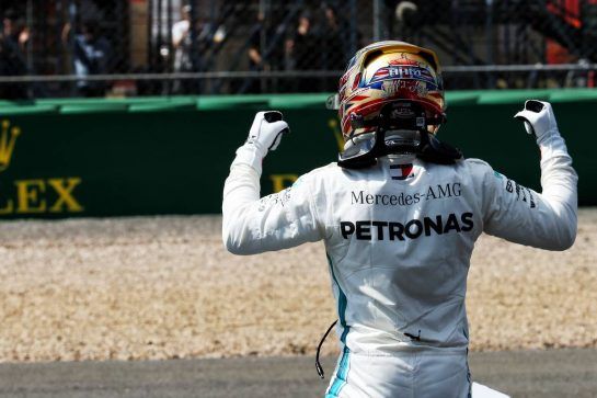 Lewis Hamilton (GBR) Mercedes AMG F1 celebrates his pole position in qualifying parc ferme.
07.07.2018. Formula 1 World Championship, Rd 10, British Grand Prix, Silverstone, England, Qualifying Day.
- www.xpbimages.com, EMail: requests@xpbimages.com - copy of publication required for printed pictures. Every used picture is fee-liable. © Copyright: Batchelor / XPB Images