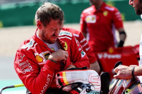 Sebastian Vettel (GER) Ferrari in qualifying parc ferme.
07.07.2018. Formula 1 World Championship, Rd 10, British Grand Prix, Silverstone, England, Qualifying Day.
- www.xpbimages.com, EMail: requests@xpbimages.com - copy of publication required for printed pictures. Every used picture is fee-liable. © Copyright: Batchelor / XPB Images