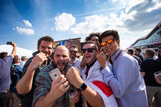 The England vs Sweden World Cup Quarter Final is shown on a big screen at the Heineken Bar in the paddock.
07.07.2018. Formula 1 World Championship, Rd 10, British Grand Prix, Silverstone, England, Qualifying Day.
- www.xpbimages.com, EMail: requests@xpbimages.com - copy of publication required for printed pictures. Every used picture is fee-liable. © Copyright: Bearne / XPB Images