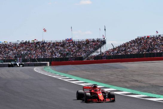 Sebastian Vettel (GER) Ferrari SF71H.
08.07.2018. Formula 1 World Championship, Rd 10, British Grand Prix, Silverstone, England, Race Day.
- www.xpbimages.com, EMail: requests@xpbimages.com - copy of publication required for printed pictures. Every used picture is fee-liable. © Copyright: Photo4 / XPB Images